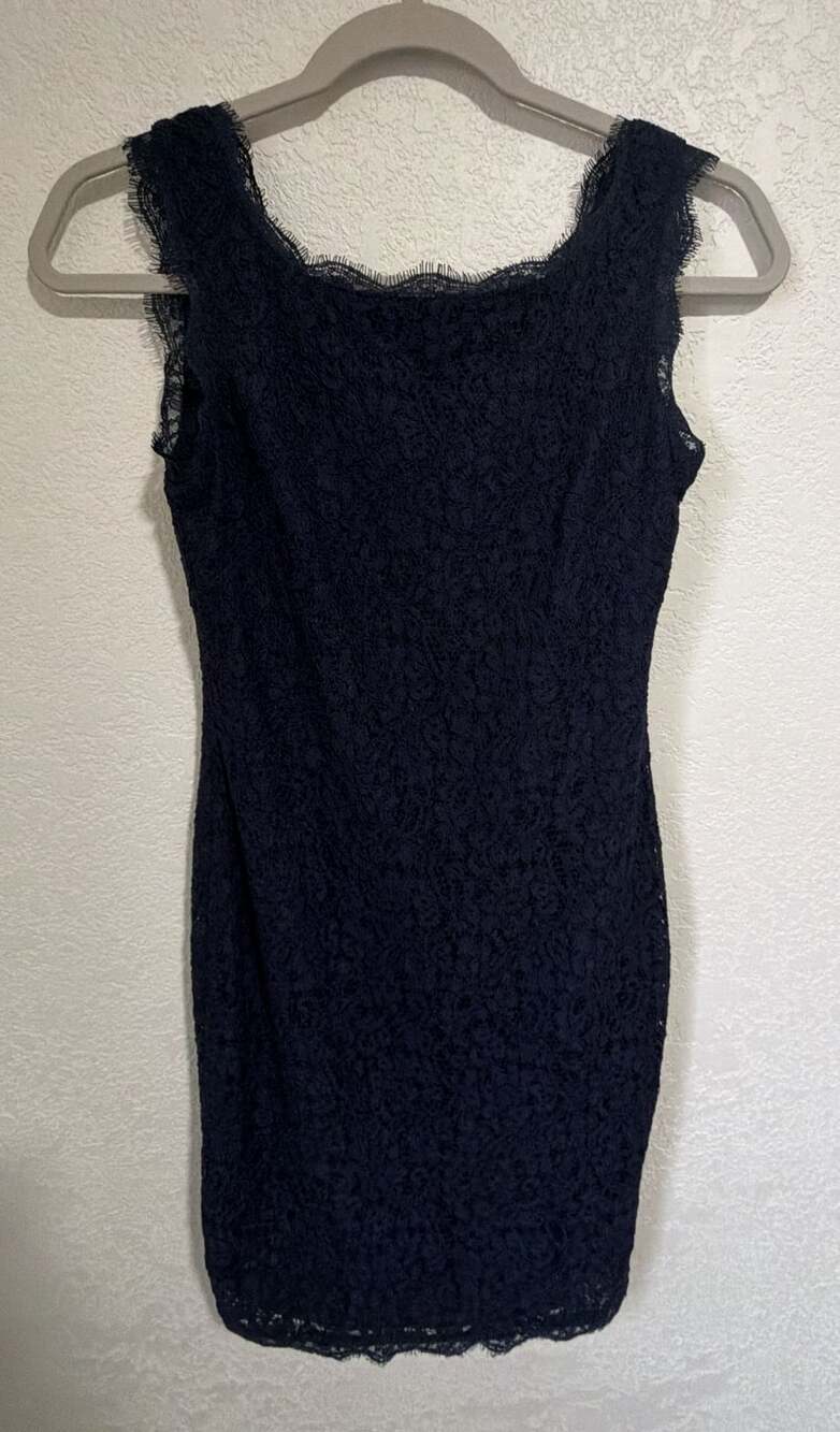 Adrianna Papell Lace Sheath Dress Size US 2 Navy Blue